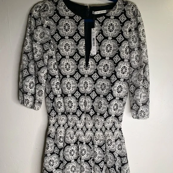 Alice + Olivia Cream & Black Geraldine Dress Size 4 - Picture 4 of 6